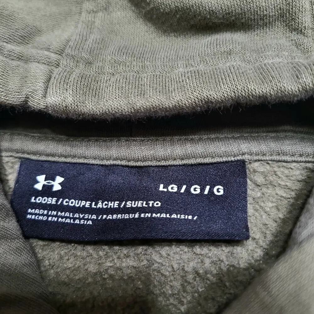 Under Armour Hoodie Mens Large Loose Army Green Freedom Flag Sweatshirt Sweater